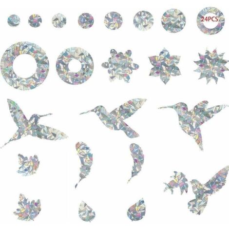 UlisemAutocollant Oiseau Oiseaux Collision Anti-Collision Autocollants De Fenêtre Protection De Porte en Verre Silhouett Sticker Vitre Anti-Collision pour Éviter Les Personnes Et Les Oiseaux 24 Pièces (1/4)
