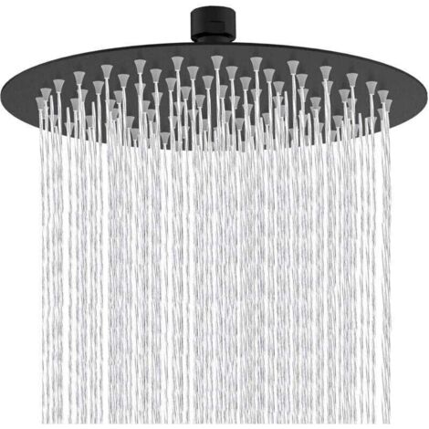Ulisem8 pouces pommeau douche Rond fixe tête de douche en acier inoxydable Noir à 180 ° rotatif puissant Haute pression Spray de pulvérisation de salle de bains salle de bains Pommes de douche fixes (1/4)