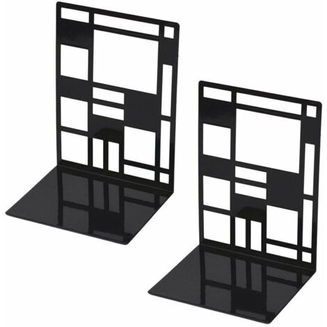 Ulisem Ensemble de serre-livres, serre-livres en métal, serre-livres noirs, serre-livres design, étagère à base antidérapante pour enfants, bureau, école, salon, librairie et bibliothèque (1/5)