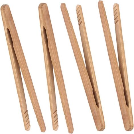UlisemPinces à toast classiques réutilisables en bambou – Pince de cuisson en bois, idéale pour grille-pain, fruits, pain et cornichons, ustensile de cuisine pour fromage Lot de 4 (1/4)