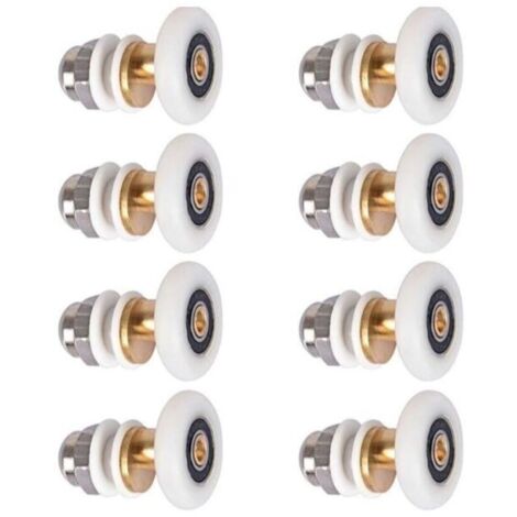 UlisemPorte de Douche - Rouleau Roulette Roue pour Porte de Douche Roulettes Coulissantes Porte Roue de Remplacement pour Rouleau 8 pièces 25mm (1/4)