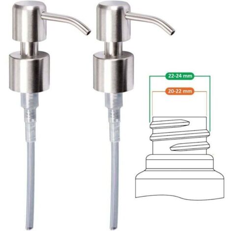 Pompe de Rechange pour Distributeur de Savon Liquide - Acier Inoxydable, Inox à finition brossée, 2 pièces - 24 mm LangRay Arrosoir (1/4)