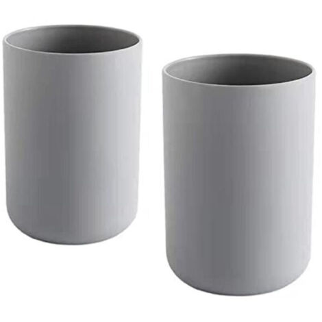 UlisemGobelets à Dents 2 pièces, Porte-brosses à Dents de Salle de Bain, Tasse, Plastique Coupe 300ml (Gris et Gris) (1/4)