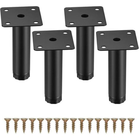 Ulisem4 Pièces Pieds de Meuble, 10 cm/4 Pouces Pieds de Meubles Réglables, Pieds de Support en Fixation en Métal pour (1/4)