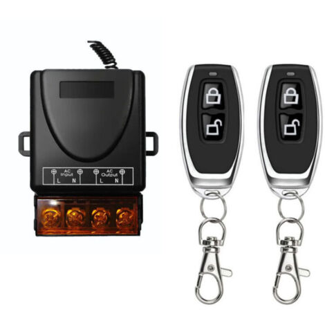 Ulisem Télécommande sans fil 433 MHz, interrupteur radio, DC 12 V, 24 V, 36 V, 48 V, 12 V-75 V, 40 A, récepteur relais et 2 émetteurs, porte-clés pour éclairage, pompe à eau, appareils électroménagers (1/4)