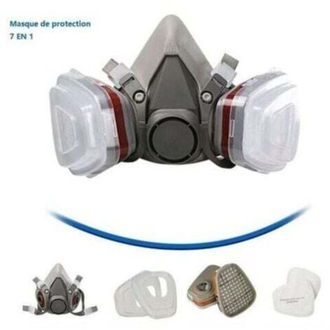 Masque Protection 7 In 1 - Masque Peinture - Réutilisable Avec Filtre Anti Poussière - Masque A Gaz Respiratoire Avec Filtre Pour Pulvérisation - Peinture - Travaux - Produits Chimiques - Bricolage - (1/4)