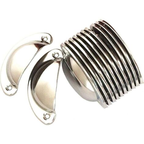12 Poignée de Coquille Vintage pour Tiroir Armoire Meuble Cuisine, Fer Incurvé Bouton de Porte de Placard Retro 8,2 cm x 3,5 cm Argent Poignée de meuble (1/4)