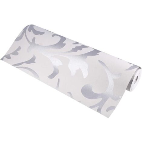 Ulisem Papier peint vertical 3D non tissé de luxe en relief pour chambre à coucher, décoration d'intérieur argentée (1/4)