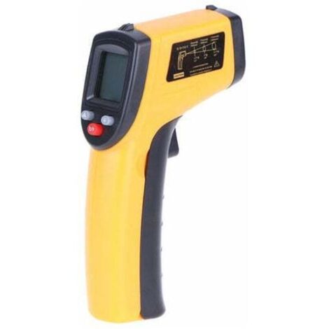 Ulisem Thermometre Infrarouge Numerique Pistolet A Temperature Industrielle Laser Sans Contact Avec Retro-Eclairage -50-380 ° C, Pas Pour Les Humains, Batterie Non Incluse, Orange (1/5)