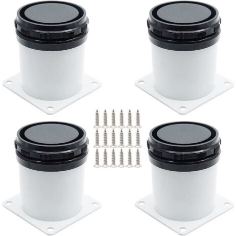 Ulisem Ensemble de 4 Pieds de Meuble Réglables en Acier Inoxydable avec Vis - Blanc, Hauteur de 5cm (1/5)