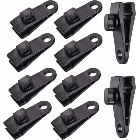 Ulisem10 Sets Clip de Bâche Tente Pince Bâche Auvents Clip , Pince à Bâche, Pince pour Tente, pour Tente Voiture, Bâche, Auvents, Camping,le noir, (1/4)