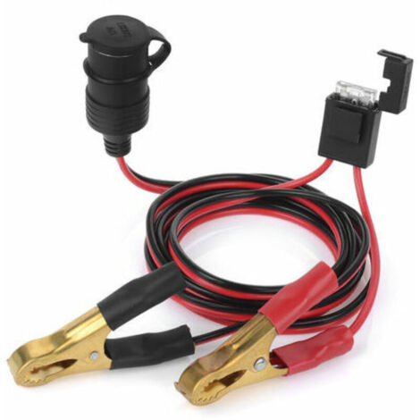 Ulisem Prise Allume-Cigare De Voiture Femelle 12V 24V A La Batterie Pinces Crocodile Connecteur 2Ft Cable De Charge D'Extension De Pince De Batterie De Voiture (1/4)