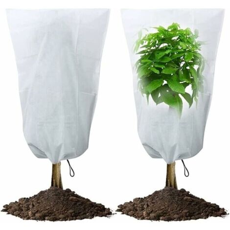 Ulisem Voile d'hivernage,Housse Hivernage Pour Plantes 2 Pcs Sac De Protection Contre Le Gel Des D'hiver Non Tissée Réutilisable Avec Cordon Serrage D'extérieur (1/4)