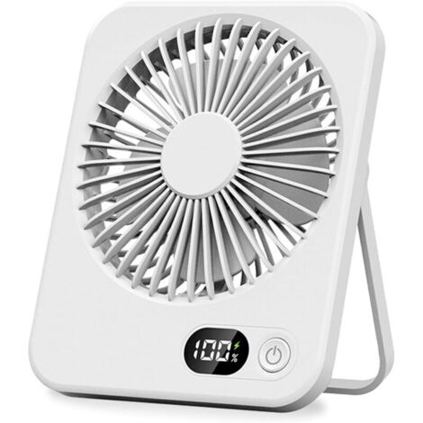 Ulisem Mini ventilateur de table silencieux, inclinable à 180°, rechargeable par USB, ultra-fin, pour usage domestique (blanc) (1/4)