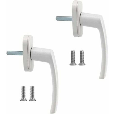 Ulisem Poignées de fenêtre Poignée de fenêtre en alliage d'aluminium 2 pièces Poignée en aluminium massif Poignée de porte en aluminium blanc Compatible avec les fenêtres communes et les portes de bal (1/4)