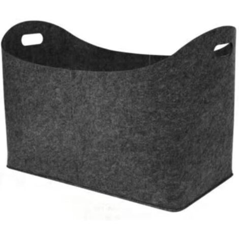 Ulisem Panier à bûches robuste avec poignées - Sacs en feutre Panier à bûches avec poignées Panier de rangement en feutre pour journaux - Gris foncé (1/5)