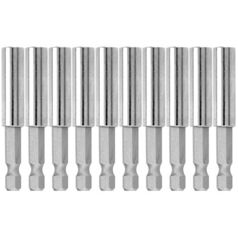 Ulisem Lot de 10 rallonges de porte-embouts de tournevis à tige hexagonale de 60 mm à dégagement rapide magnétique de 60 mm (1/4)