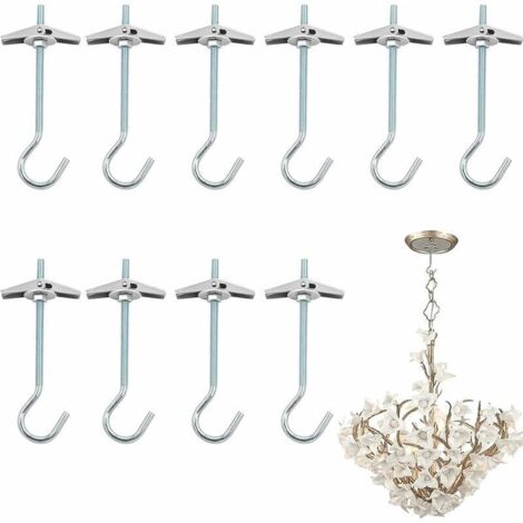 Ulisem Crochet Plafond Suspension,10 Pcs M4 / 90mm Crochet de Fixation au Plafond en Acier au Carbone Ressorts a Bascule Aile Boulons Crochets de Plafond Antirouille pour Plafond Plantes Mur Maison,Su (1/5)