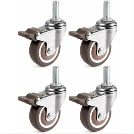 Ulisem 4 Pièces Roues Pivotantes, 25mm M6 x 15mm Pole Roulettes de Meubles pour Chariots (1/4)