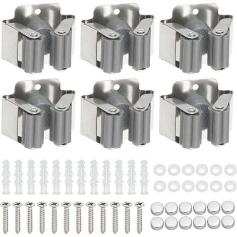 6 Pièces Porte Balai Mural, Porte Outils Mural, Support De Vadrouille, pour Salle De Bain Cuisine Bureau Placard Jardin Garage (1/4)