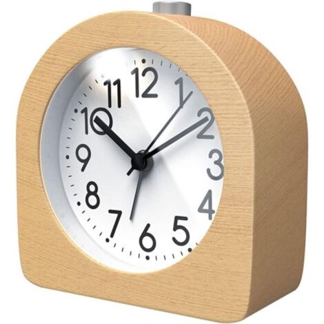 Ulisem Réveil sans tic-tac, réveil rétro en bois avec cadran, lumière d'alarme, horloge de table silencieuse avec fonction snooze, longue durée de vie (1/5)