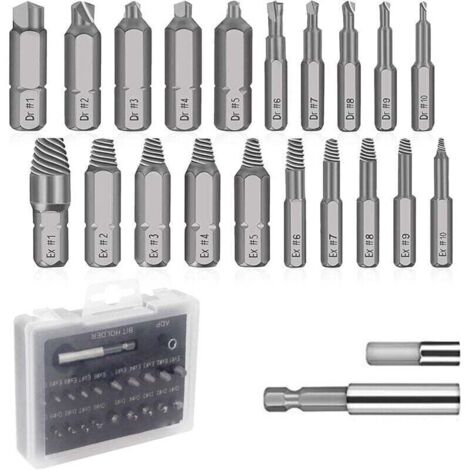 UlisemKit d'extraction de vis cassées 22 pièces, outil de retrait de vis cassées pour vis ou boulons cassés de 2 à 12 mm SE22 (1/4)