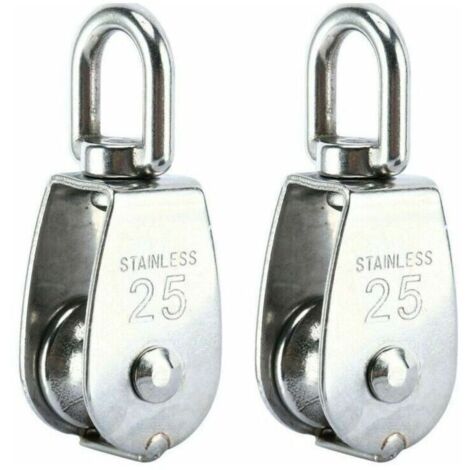 Ulisem Poulie de Levage, Poulie Simple en Acier Inoxydable 304 Poulie Simple M25 Charge 150kg, Lot de 2 (1/4)