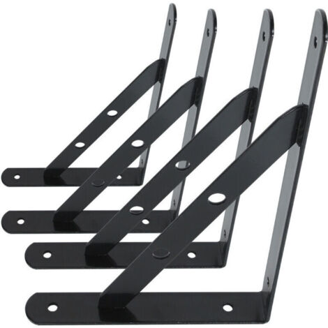 Ulisem Equerres Etageres Murale, 4 Packs Supports Équerre D'étagère Fixation,Cadre Flottant de Supports Triangulaires de 90 Degrés en Métal Charge Lourde, Noir 13Treize (1/3)
