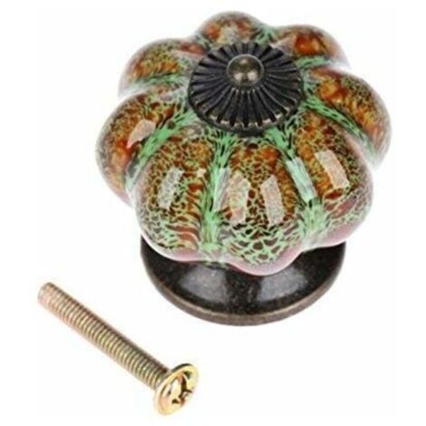 Bouton de porte en céramique antique citrouille pour armoires, armoires, commode, tiroirs, meubles de cuisine, poignées de tirages (10 pièces, vert) (1/5)