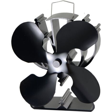 Ventilateur de poêle à énergie thermique à 4 pales pour poêles à bois/à bûches/cheminées, 80 % d'air chaud en plus que les ventilateurs à 2 pales (1/4)