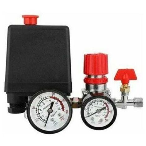 Enowelir Compresseur d'air pressostat valve pressostat compresseur d'air avec manomètre régulateur (1/4)