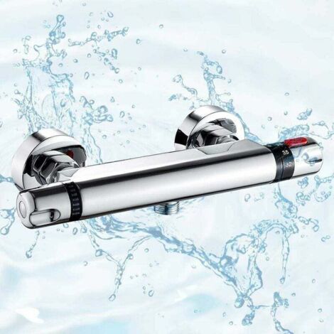 Mitigeur Thermostatique Douche Robinet Thermostatique En Laiton Chromé Anti-Brûlure 38℃ Avec Protection De Sécurité Argent Pour Salle De Bain-4 Points (1/4)