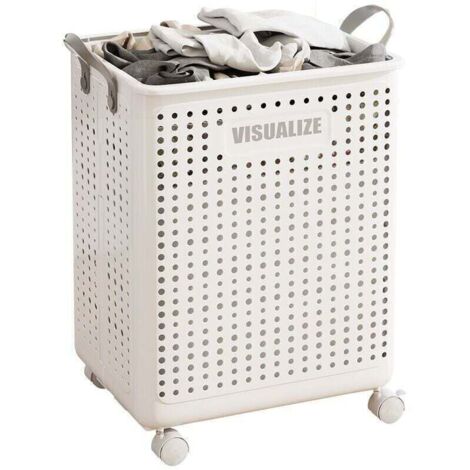 Panier à linge à roulettes, panier à roulettes - paniers à linge roulants pliables et ventilés Panier à linge multifonction, panier à linge de salle de bains à glissière lisse (1/4)