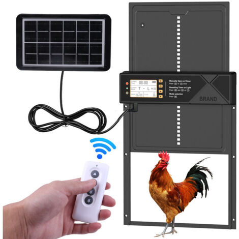 Porte Poulailler Automatique avec Écran LCD Programmable Étanche, Porte Automatique Poulailler en Alliage d'aluminium, Alimenté par Batterie, Commande de Minuterie, Fonction Anti-pincement (1/4)