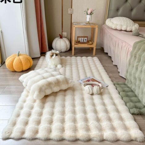 Tapis Rond de Surface Tapis Moelleux Chambre à Coucher Shaggy Chambre de Chevet Tapis de ménage Soft Moderne Tapis en Peluche Convient pour Home Decor,Blanc,60120cm (1/4)