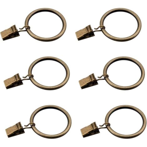 Ensemble de 30 Anneaux de Rideau en Bronze avec Clips/Heavy-Duty décoratif métal drapé Clip Crochets Ensemble avec œillets pour Rideaux, Salle de Bain, s'adapter à 1 1/4 Pouce Rod (1/5)
