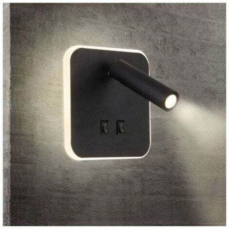 Lampe de chevet LED AIPERQ, applique murale d'intérieur pour hôtel, lampe de chevet, lampe murale de couloir avec interrupteur, noir, 13 W (carrée) (1/4)