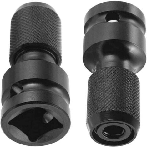 Embout de clé à chocs en acier 2 pièces, douille à chocs avec accessoires, adaptateur de douille à chocs pour douille hexagonale 1/4 po, tournevis (noir) (1/4)