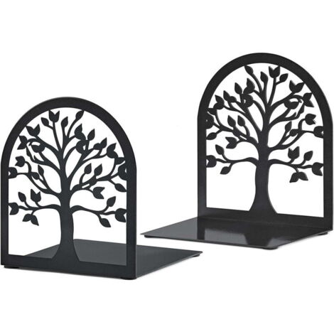 Serre-livres décoratifs, serre-livres arbre de vie, serre-livres en métal, serre-livres noirs, serre-livres pour étagères, serre-livres pour livres lourds, porte-livres pour bureau à domicile, serre-l (1/5)