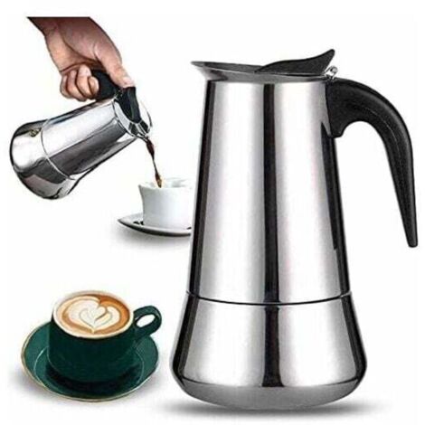 Cafetière italienne 12 tasses en acier inoxydable, compatible avec tous les types de cuisinières, 12 tasses (1/4)