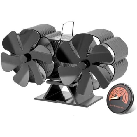 Ventilateur de four thermique, ventilateur de cheminée à bois à 12 pales, ventilateur de cheminée domestique de sécurité pour poêle à bois, adapté au bois/cheminée, ventilateur de cheminée écologique (1/4)