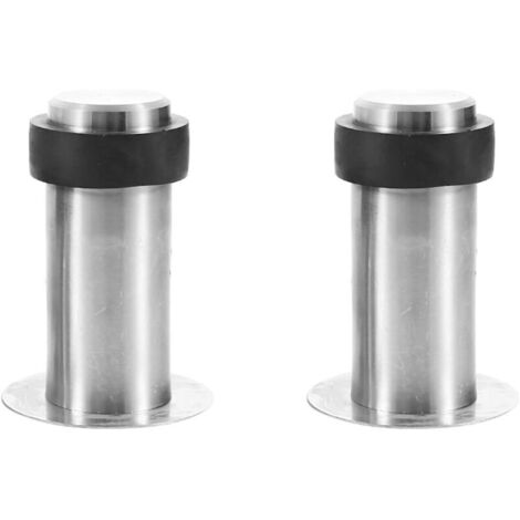 2 Pièces Butée De Porte Inox, Butoir De Porte Sol Noir, Butée De Porte Murale Inox, Bloc Porte Mural Et Sol, Arrêt Porte Inox Noir, Butoir De Porte Avec Amortisseur Pour Arret Sans Dégât (1/5)