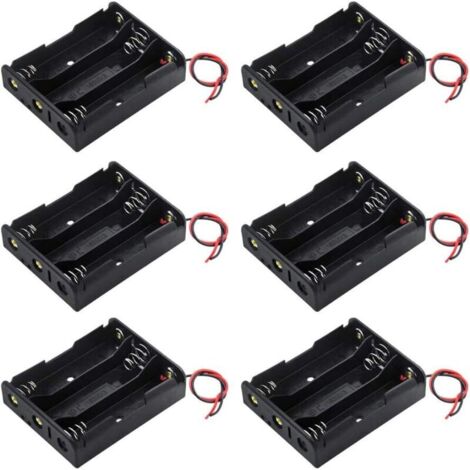 Lot de 6 supports de piles 18650 de 3,7 V, boîte de rangement en plastique avec fil conducteur (3 points) (1/5)