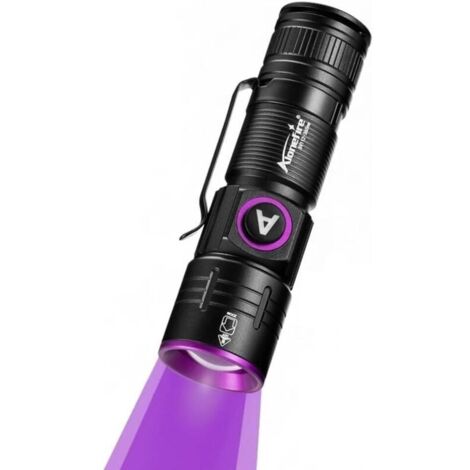 SV112 Lampe Torche UV LED 365nm Petit USB Rechargeable Zoom Mini Lampe Ultraviolet Lumiere Noire Détecteur D'urine pour Resine, Pêche, Scorpion, Minéraux, Ambre avec Batterie Intégrée