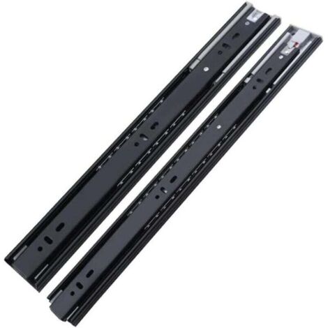 Coulisses de tiroir, 1 paire de coulisses à extension complète avec amortisseur et roulement à billes, capacité de charge 45 kg, extension de tiroir 25 cm (1/4)