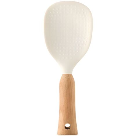 Cuillère à riz en silicone, cuillère à riz verticale en silicone, cuillère à riz antiadhésive, cuillère à riz, cuillère à riz pouvant contenir une cuillère en bois de hêtre (1/5)