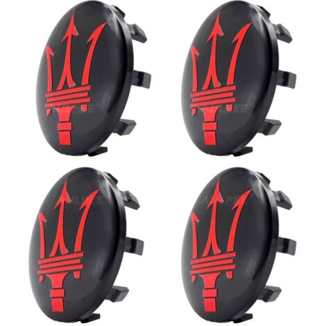 Enjoliveurs Enjoliveurs avec logo central 60 mm Matériau ABS Compatible avec les accessoires Mesertatti (Maser noir rouge) (1/5)