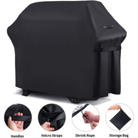 Housse de barbecue de qualité premium de 58 pouces/144 cm, résistante aux UV, à l'eau et aux déchirures, en couleur noire.-INHHUB (1/5)