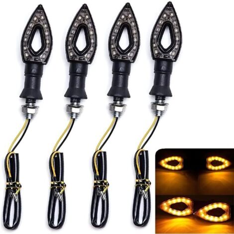 4pcs Indicateurs de Moto 12 LED Flèche Clignotants Lumières 12V Imperméable Universel pour Moto Scooter Quad Cruiser Off Road
