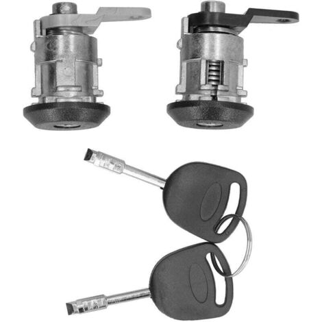 Kit de Cylindre de Serrure de Porte Avant Barils de Serrure de Porte Avant de Voiture Clés de Cylindre de Verrouillage Gauche Droite Accessoire en Alliage D'aluminium pour Ford Courier/Fiesta/KA